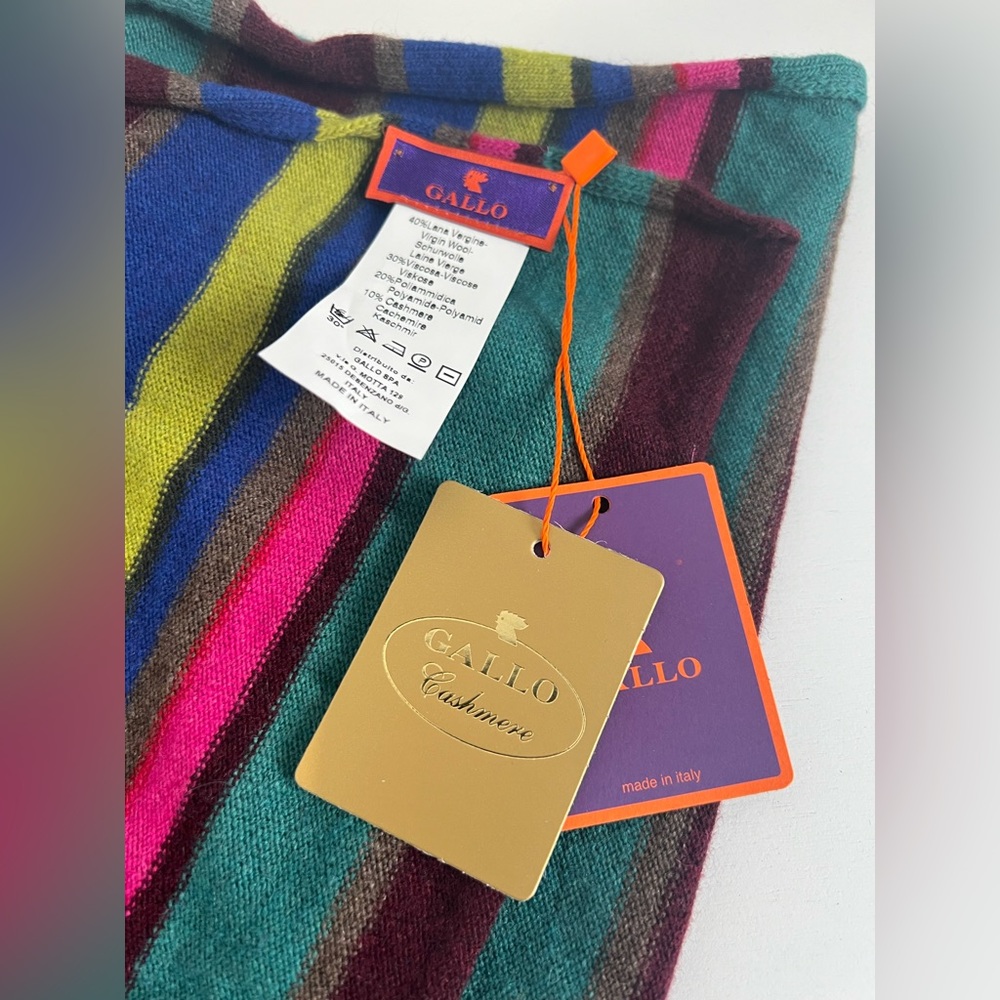 Gallo Made in Italy cashmere scarf new with tag multicolored authentic